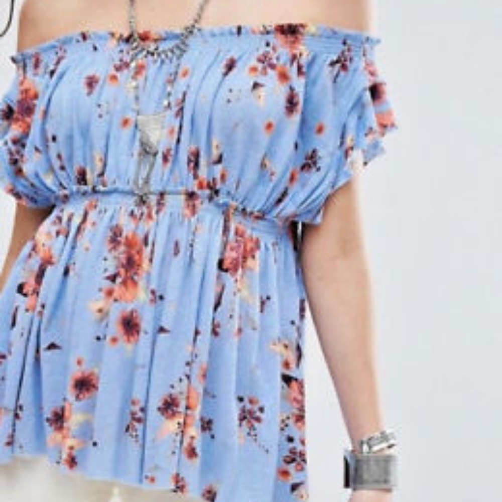 Free People Sam Off the Shoulder Floral Top